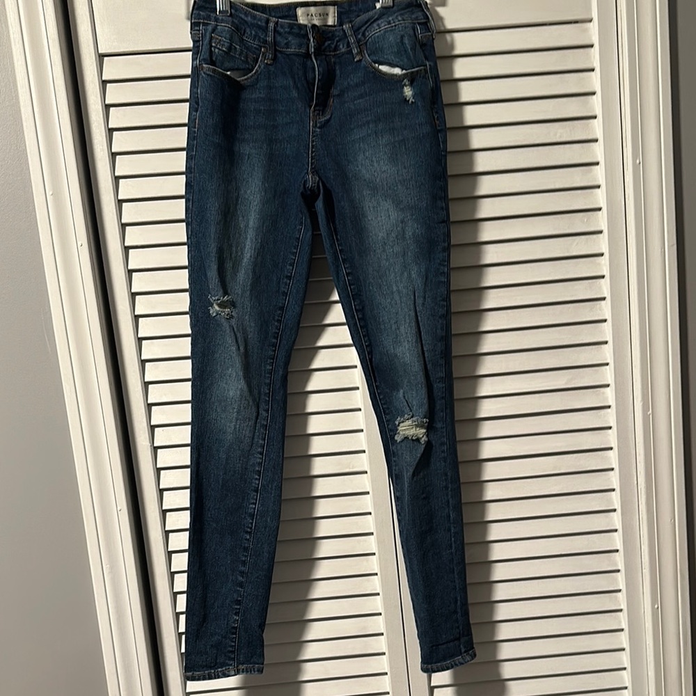 PacSun Women's Skinny Jeans - Dark Blue